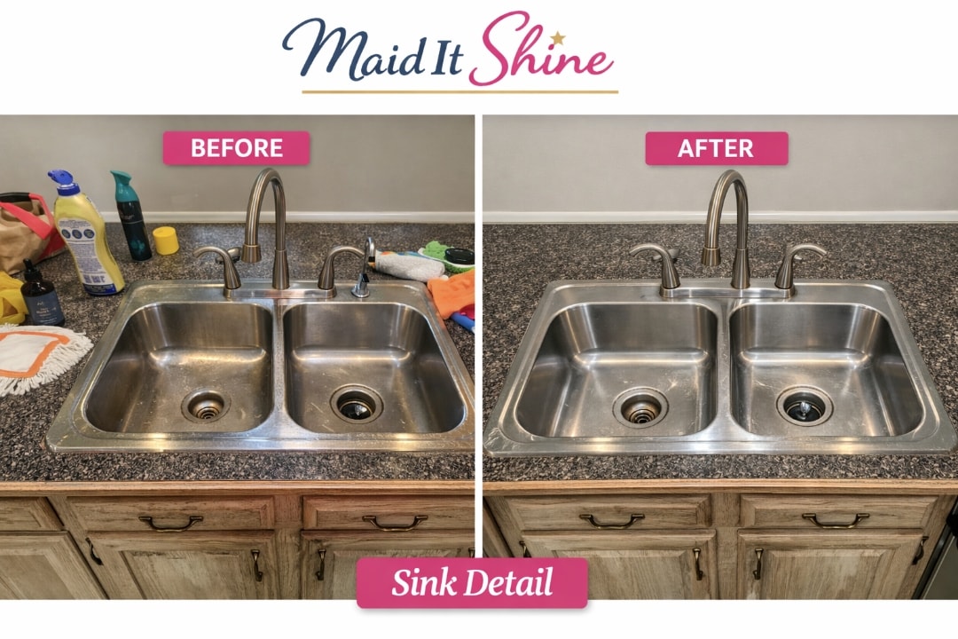 Before and after kitchen cleaning by Maid It Shine